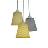 Lustre Pendente Quarto De Bebê Chevron Amarelo E Cinza Bivolt