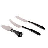 Kit 3 Peças Queijo Faca Espátula Petisco Caixa Preto Bugatti
