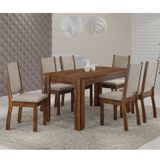 Conjunto Sala De Jantar Mesa Primus 150x80cm Tampo Mdf/mdp Com 6 Cadeiras Capri Sonetto Móveis Rústico/caramelo