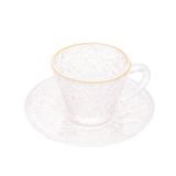 Xícara Cristal Martelado P/café C/pires E Borda Dourada 70ml