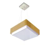 Lustre Para Sala De Jantar Vivare Md-4402 Cúpula Em Tecido 40x40cm Cor Palha Bivolt