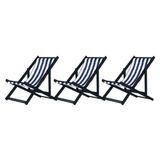Kit 3 Espreguiçadeiras Dobrável Black Sb-l Azul-branco