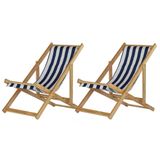 Kit 2 Cadeira Espreguiçadeira Dobrável S-b-l Azul-branco