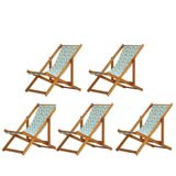 Kit 5 Cadeira Espreguiçadeira Dobrável Mel Sb-triang Azul