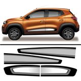 Adesivo Faixa Lateral Renault Kwid 2017 A 2022 Branco Cinza Cor Branco