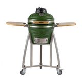 Churrasqueira Kamado Pequeno Da Rasco Verde C/ Grelha Aço Inox, Suporte E Mesas. Serve Até 5 Pessoas Verde