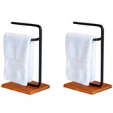 Kit 2 Porta Toalha Lovell Bancada Lavabo Peroba Preto Dhom Peroba Preto