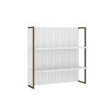 Aéreo Ripado Mdf Branco Com Prateleiras E Tubo Ouro Velho Carraro