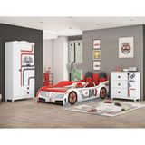 Quarto Infantil Completo Com Cama, Guarda Roupa E Cômoda Fast Car - Móveis Estrela