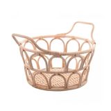 Cesto Organizador Redondo Em Rattan Com Alça Nature 30x18,5cm Wolff