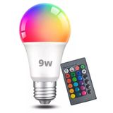 Lampada Led Rgb 16 Cores 9w Multicolorida Ajustavel Controle Regulavel Luzes E27 Decoraçao Sala