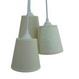 Lustre Pendente Luminária Teto Cacho Trio Bege Bivolt