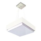 Lustre Para Sala De Jantar Vivare Md-4403 Cúpula Em Tecido 45x45cm Cor Branco Bivolt