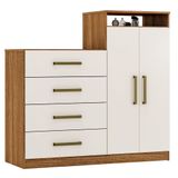 Comoda Sapateira Aurea 2 Portas 4 Gavetas Demobile Cor:amendola-off Whte