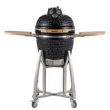 Churrasqueira Kamado Médio Da Rasco Preto C/ Grelha Aço Inox, Suporte E Mesas. Serve Até 8 Pessoas Preto