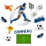 Adesivo De Parede Futebol Decorativo Para Quarto E Sala Titulos Azul