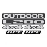 Emblema Adesivo Resinado Mitsubishi L200 Outdoor Hpe 4x4 04 Cor Preto