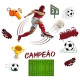 Adesivo De Parede Futebol Decorativo Para Quarto E Sala Titulos Vermelho