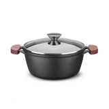 Caçarola De Ferro Fundido C/ Tampa De Vidro Forno E Fogão 24cm 4,0l Mta 8342