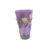 Vaso Metal Enfeite Jardim Quintal Varanda Borboleta Flor Lilas