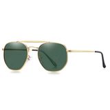 Oculos De Sol Unissex Polarizado Design Classico Hexágono Uv400 Dourado