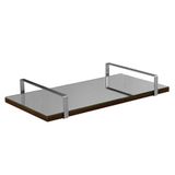 Bandeja Espelhada 25x50cm Borda Infinita Castanho Com Alça Prata