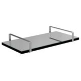 Bandeja Espelhada 25x50cm Borda Infinita Preta Com Alça Prata