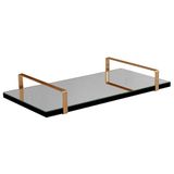 Bandeja Espelhada 25x50cm Borda Infinita Preta Com Alça Cobre