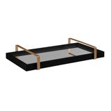 Bandeja Espelhada 25x50cm Preta Com Alça Cobre