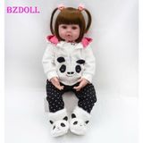 Bebê Reborn Boneca 19 &quot;48cm Realista Recém-nascido Lifelike Panda Bebe Color Brown Eyes