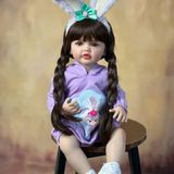 Bebê Reborn Menina Boneca De Silicone Macio Longo Cabelo Castanho Color Xiaoputao