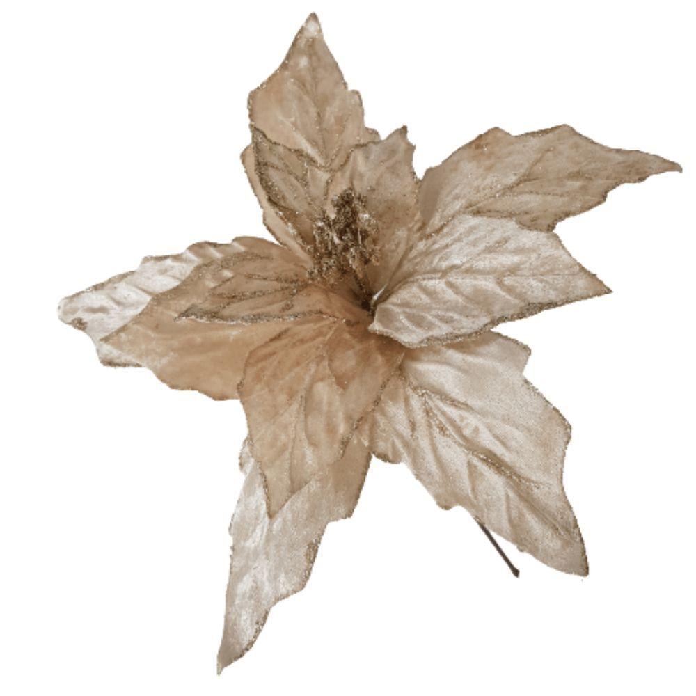 Flor Artificial Veludo Champanhe 35cm