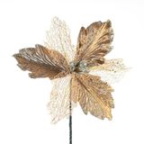 Flor Dourada Decoração De Natal Artificial Glitter 30cm