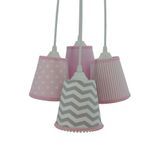 Lustre Pendente Luminária Teto Pompom Rosa Quarto Infantil Bivolt