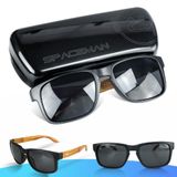 Oculos Sol Proteção Uv Madeira Masculino Marrom + Case Presente Lente Preta Moda Masculina