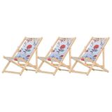 Kit 3 Cadeira Espreguiçadeira Dobrável S-b-cinza Floral