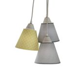 Lustre Pendente Luminária Teto Tecido Mini Chevron Cinza Amarelo Bivolt