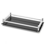 Bandeja Decorativa Preta Borda Aluminio 30x16 Aparador Organizador Casa Armário