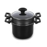 Cuscuzeira Induct+ Preta 16 Cm 2,4 L Em Alumínio Com Revestimento Antiaderente Multiflon