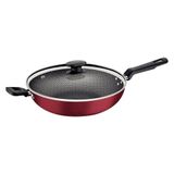 Panela Wok Tramontina Loreto 28cm 3,3l Antiaderente Com Tampa Vermelho Casa Dos Fogoes