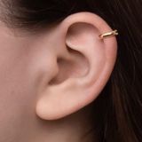 Brinco Feminino Piercing Fake De Pressão Meia Argola Banhado Em Ouro 18k