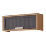 Armário Aéreo De Cozinha Mdf 80cm Geladeira 1 Porta Basculante Mgm Móveis Freijó-titanium