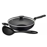 Wok Com Cabo Loreto Alumínio Antiaderente 3,3l Grafite Com Espumadeira Tramontina