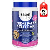 Kit C/12 Salon Line Nutrição Reparadora Creme P/ Pentear 1kg