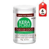 Kit C/06 Skafe Keraform Óleo De Coco Creme P/ Pentear 1kg