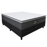 Cama Box Casal Colchão Molas Ensacadas Pillow Top Maximus 138x188x67cm Cinza / Preto Gazin - Suporta Até 120kg Por Pessoa