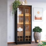 Cristaleira 2 Portas Guanabara Preto Fosco Noce Milano Preto Fosco Noce Milano