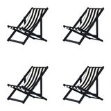Kit 4 Espreguiçadeiras Dobrável Black Sb-l Preto-branco