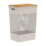 Cesto Organizador Grid Com Tampa Em Bambu 49l Ou Bege