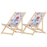 Kit 2 Cadeira Espreguiçadeira Dobrável S-b-cinza Floral